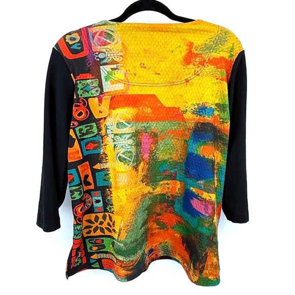Ali Miles Top Women's PM‎ Colorful Art Art-to-Wear Boho Abstract Asymmetrical - Picture 4 of 9